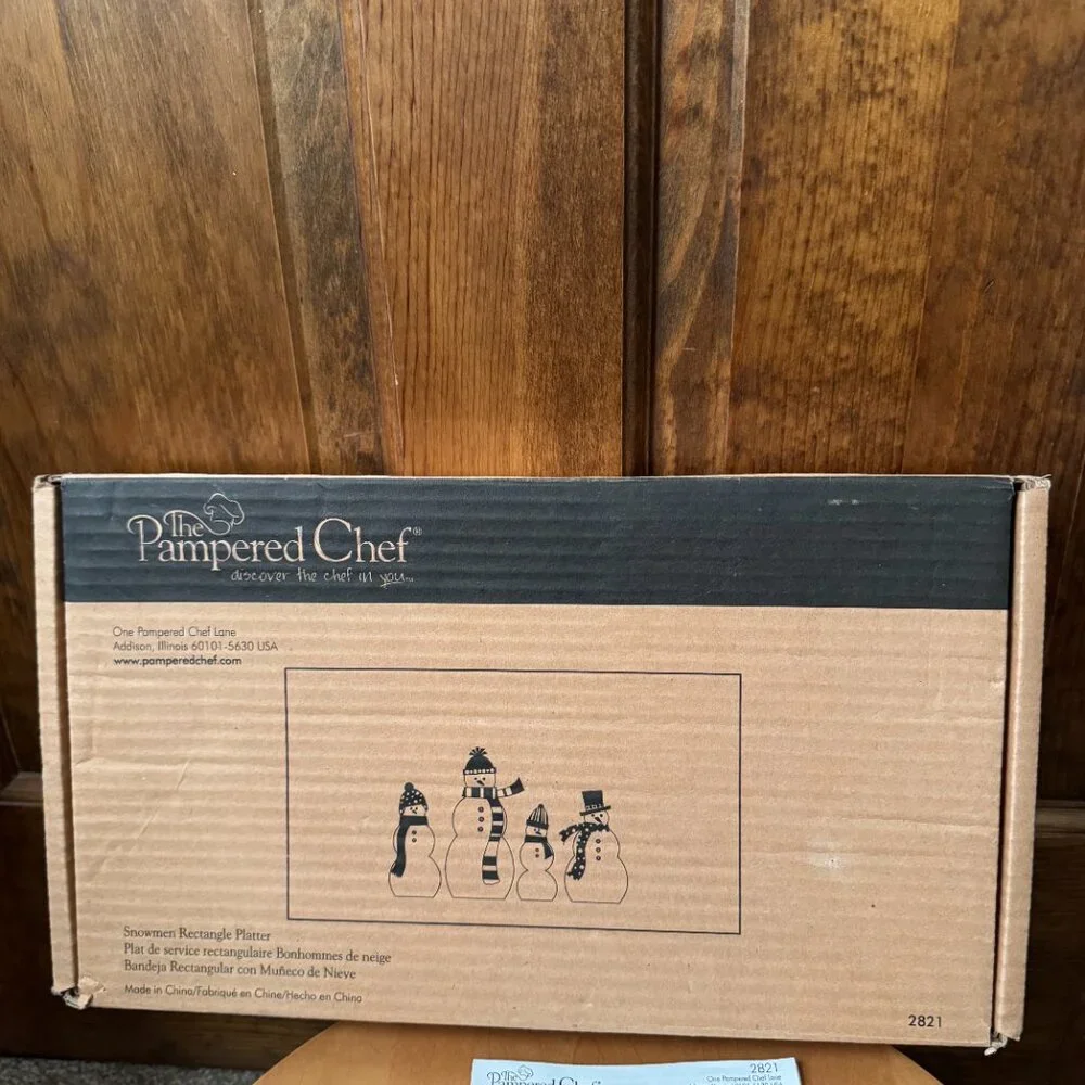 The Pampered Chef - Snowmen Rectangle Glass Platter